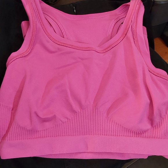Spanx Ribbed Racerback Tank Top with Inner Comfort Bra Support Pink - S/M - Picture 6 of 7